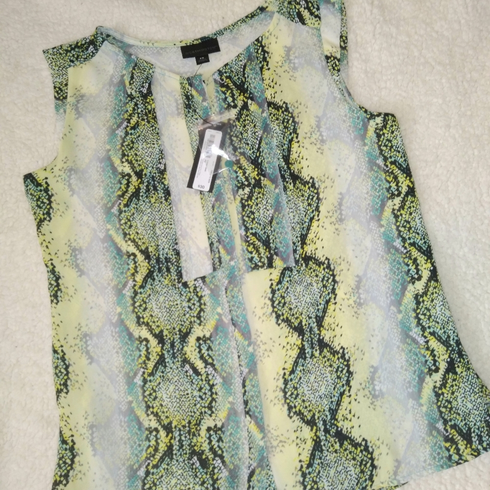 Worthington Snakeskin Print Sheer Top